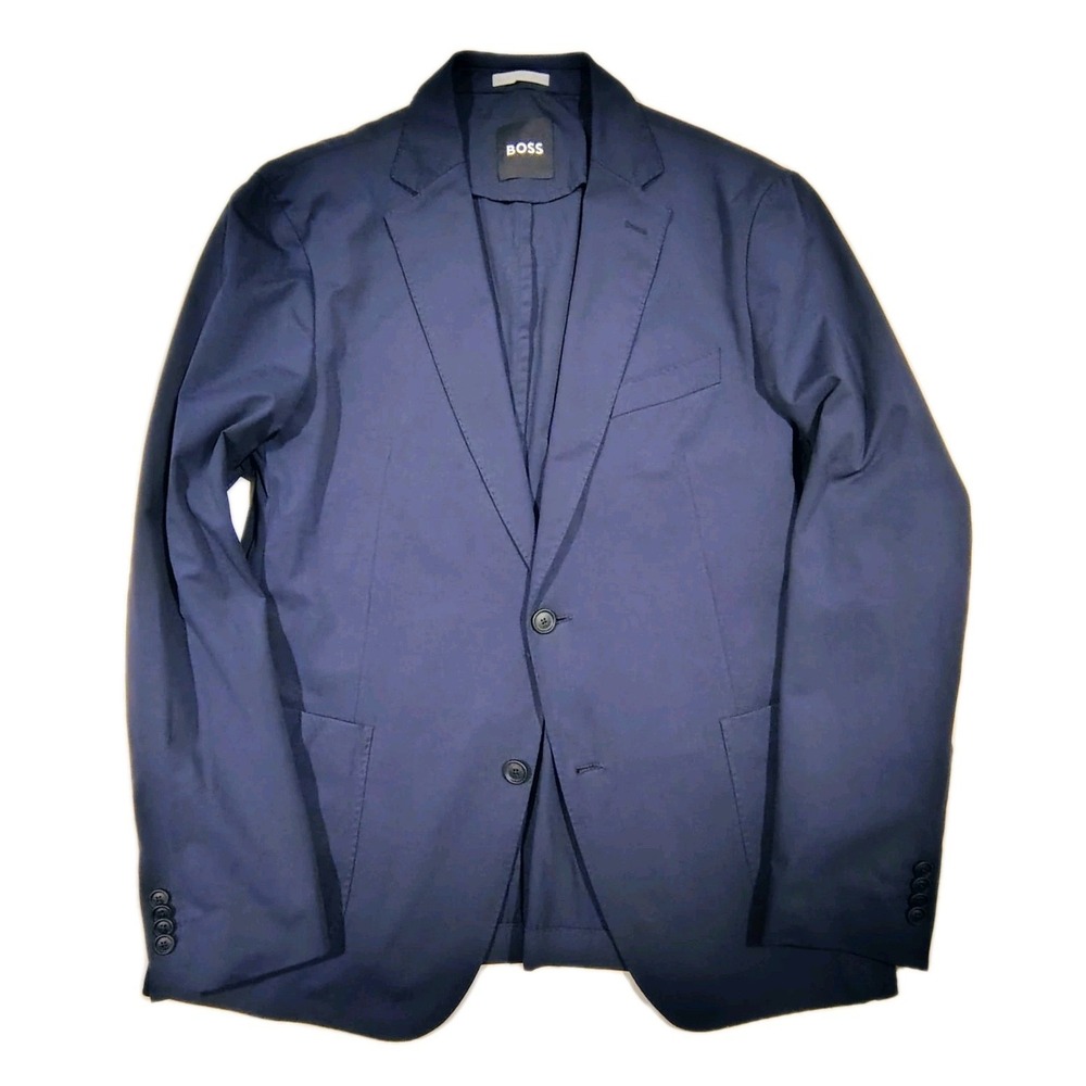 Hugo Boss Unstructured Blazer Mens 44R Navy Performance Sport Coat Stretch